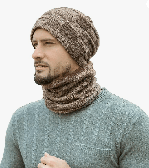 Fantastic Zone Men's Winter Beanie Hat Scarf Set at Amazon